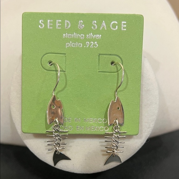 See & Sage Jewelry - Seed & Sage | Sterling Silver Fishbone Earrings